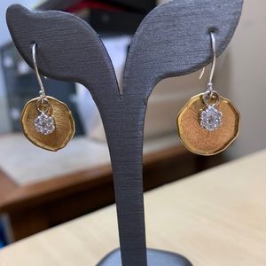 Silver Shepherd’s Hook Silver/Gold Vermeil Disk 14k gold and diamond accent